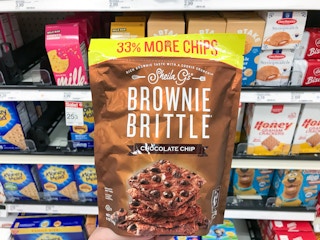 hand holding sheila g's brownie brittle at target