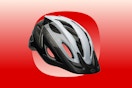 black and silver adult sized bike helmet