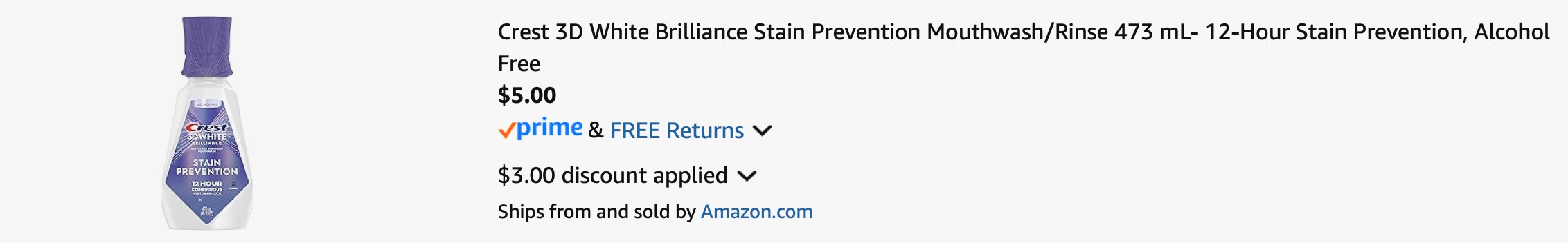 Amazon Crest 3D White Brilliance Mouthwash 2025 2