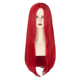 Long Straight Red Costume Wig