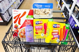 meijer groceries in a shopping cart