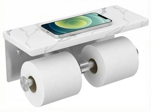 Double Toilet Paper Holder with Shelf