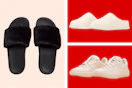 3 different pairs of womens lululemon shoes: slides, mules & sneakers