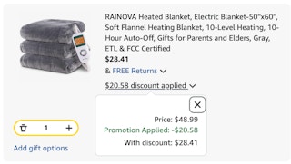 throw blanket Amazon receipt