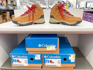 columbia shoes on shelves