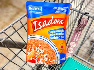 isadora refried beans in shopping cart