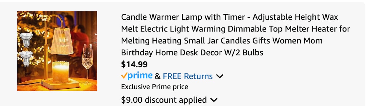 candle lamp Amazon reciept