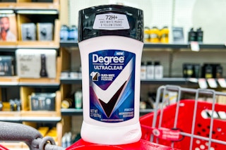 degree ultraclear deodorant on red shopping cart