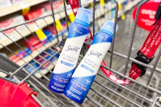 2 secret clinical strength dry spray deodorants in a cart