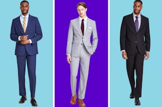 collage of mens nautica suit in different colors