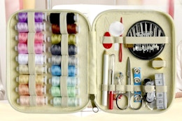 up close of items in a sewing kit