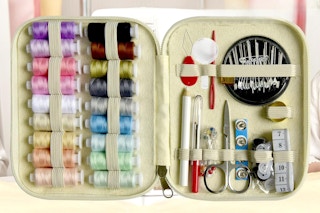 up close of items in a sewing kit