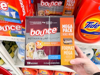 130 count box of bounce pet & link guard dryer sheets