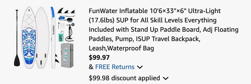 paddle board set Amazon receipt