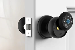 lifestyle image of a smart door lock 