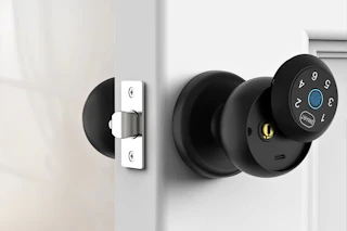 lifestyle image of a smart door lock 