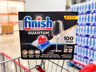 costco Finish Powerball Quantum Dishwasher Detergent Tabs 100 count on cart