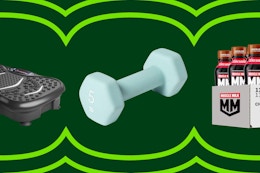 weights muscle milk vibration plate