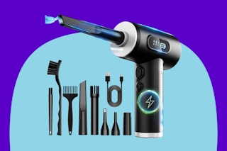 FRESMOL Compressed Air Duster on a blue background.