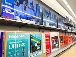 tvs in a store aisle