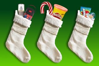 stocking stuffers - perfume, water bottle, play-doh, air heads, and kinder joy egg