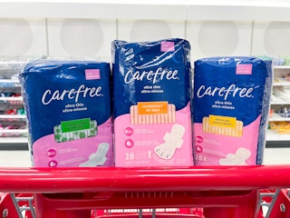 3 carefree pads sitting on top of a target cart
