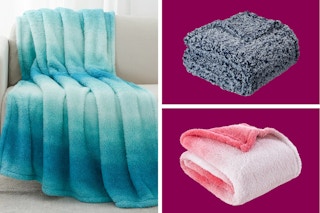 ombre and sherpa throw blankets