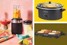 hamilton beach slow cooker, blender set, and griddle side by side