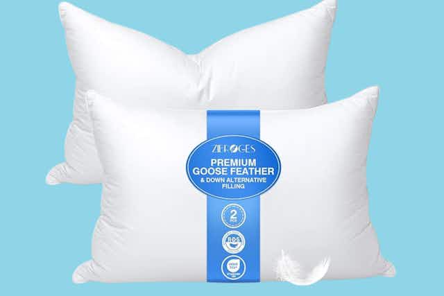 Down Queen Pillow 2-Pack, Just $28 on Amazon (Reg. $86) card image