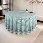 Poppy Blue Block Print Tablecloth