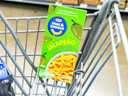 Kraft jalapeño Mac & Cheese in Walmart shopping cart