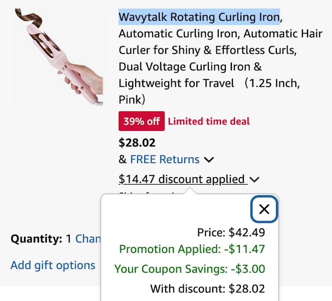 Wavytalk Rotating Curling Iron cart