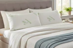 bamboo pillows on a bed