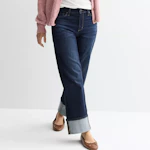 Women's High Rise Wide Leg Cuff Jeans