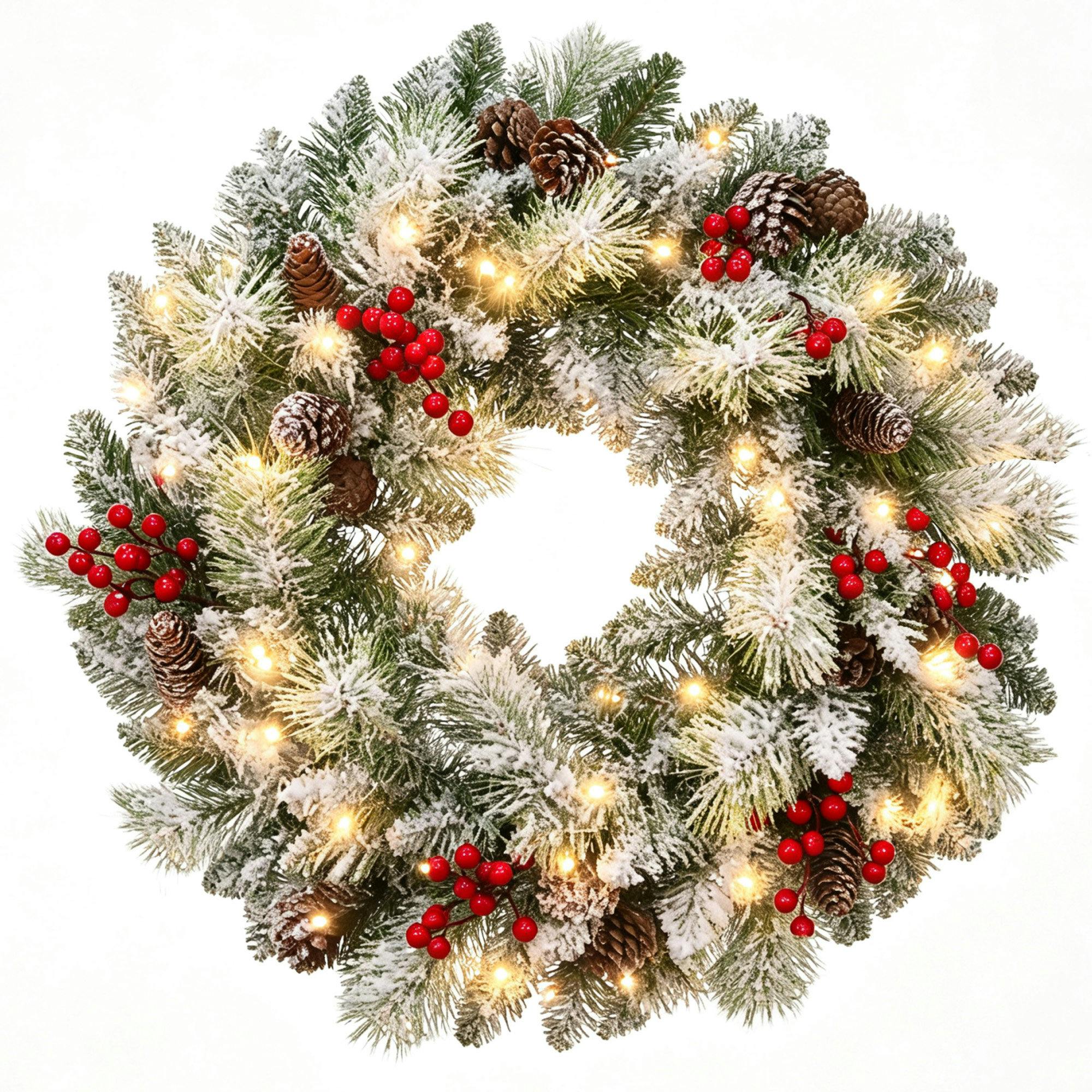 Artificial Lighted Christmas Wreath