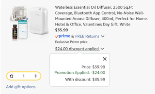 essential oil diffuser Amazon receipt