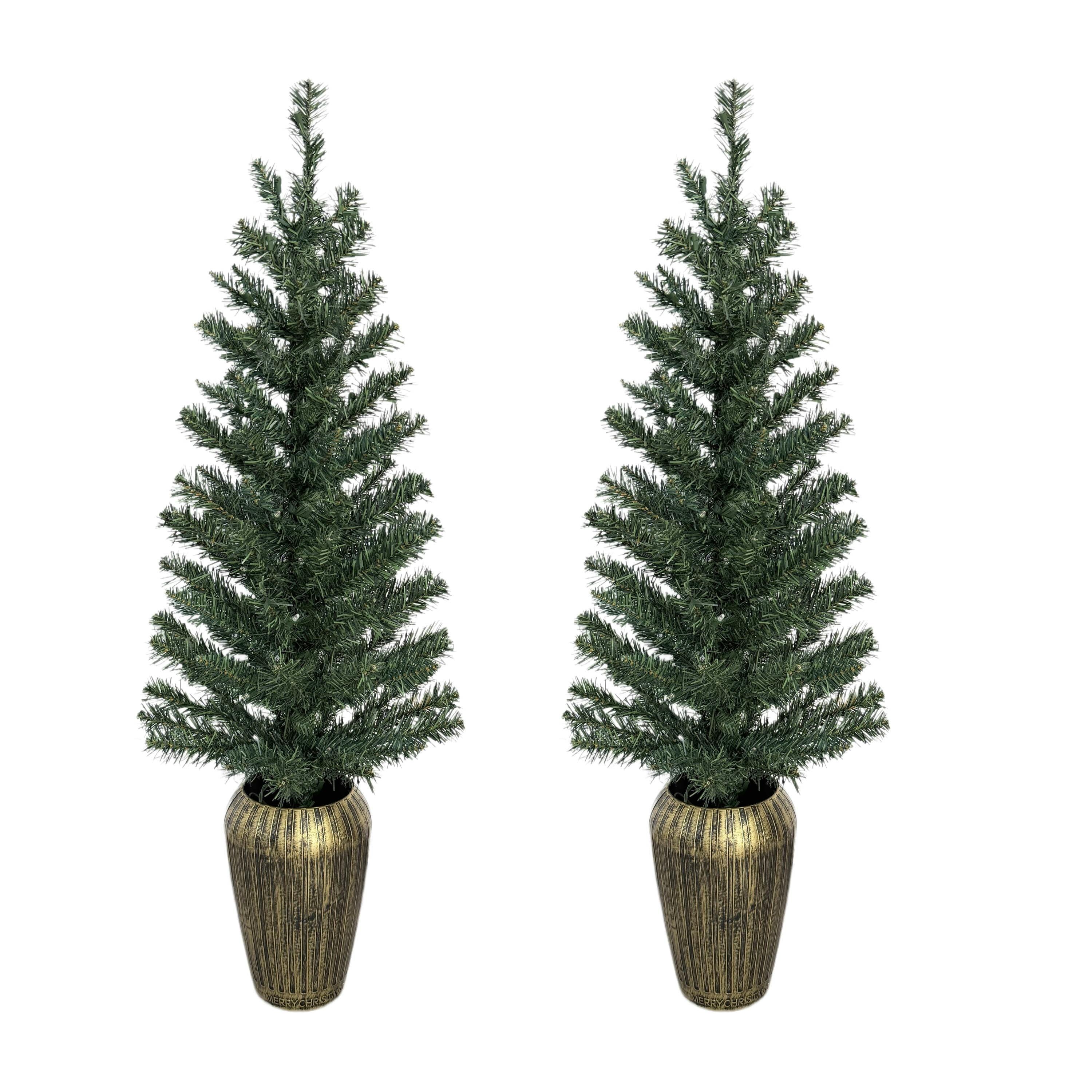 Pre-Lit Porch Christmas Trees 2-Pack