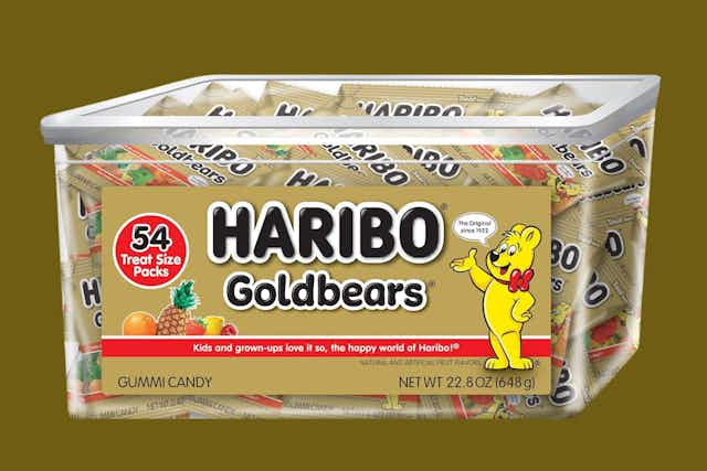 Haribo Gummy Bears: Get 54 Treat-Size Packs for as Low as $9.21 on Amazon card image