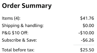 an amazon order summary ending in $25.50