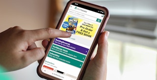 a person looking at the thrift books website on their iphone