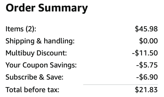Shake mix Amazon receipt