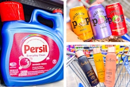 Persil laundry detergent, Culture Pop Soda, and SheaMoisture body wash