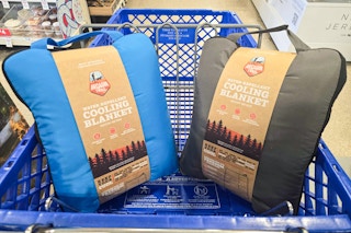 2 dog cooling blankets in a cart