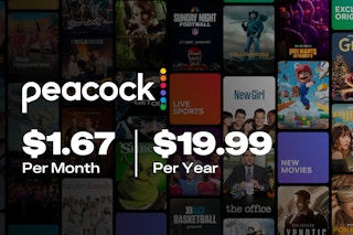 A graphic showing Peacock pricing and logos