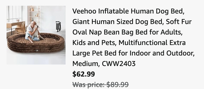 human dog bed-amazon deal