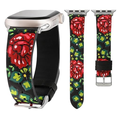 Floral Leather Apple Watch Band