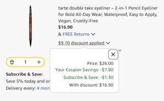 Tarte Amazon receipt