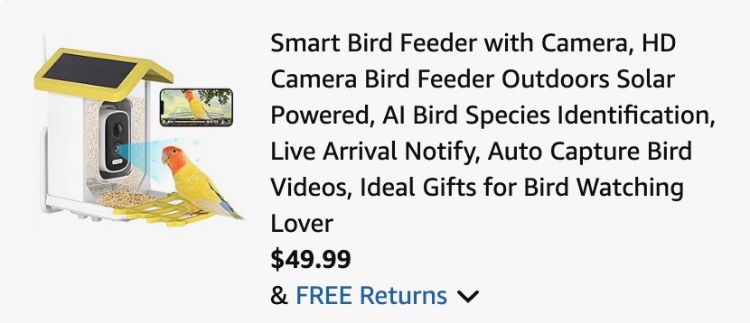 bird feeder AMazon receipt