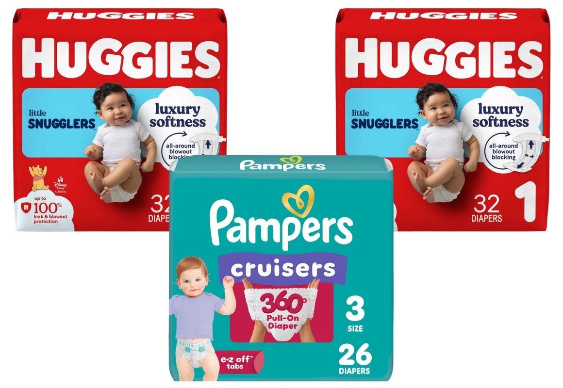 2 Huggies + 1 Pampers
