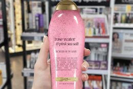 hand holding ogx scrub cvs